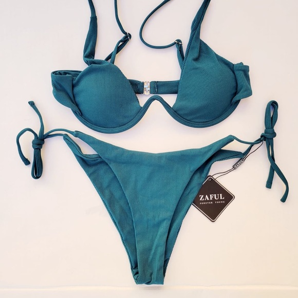 ZAFUL Textured Underwire Bikini Swimsuit Size M - Picture 2 of 6